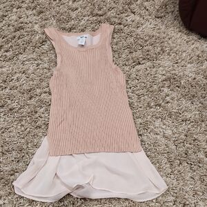 Bar III Pink Ribbed Ruffled Halter Sundress